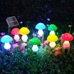 Lampadaire de jardin - - guirlande lumineuse solaire champignon de no�l - 8 leds - multicolore