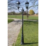 Lampadaire de jardin lampe sur pied d'ext�rieur lampe de jardin 2 bras 230 cm vert fonc� / noir aluminium ...