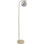 Lampadaire en laiton brossé et verre fumé - d. 28 x h. 150 cm - doré - sofia Lampadaire en laiton brossé et verre fumé - d. 28 x h. 150 cm - doré - sofia