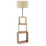 Lampadaire lampe lumi�re luminaire avec �tag�re hauteur 140 cm e27 effet bois / noir / cr�me