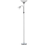 Lampadaire, lampe de salon � deux t�tes (douilles e27 et e14), base en m�tal, dimensions : �28 x 179, ...
