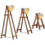 Lampadaire?lampe sur pieds 3 pcs argent� e27 bois de manguier massif cfw388974