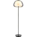 Lampadaire, lampe sur pied, lampe de bureau, led, m�tal, noir et chrome, t�l�commande, h 150 cm