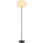 Lampadaire, lampe sur pied, lampe de bureau, m�tal, chrome noir mat, cr�me lin, h 160 cm