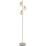 Lampadaire, lampe sur pied, lampe de bureau, m�tal, couleur cr�me, interrupteur au pied, h 161 cm