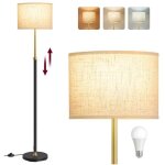 Lampadaire lampe sur pied hauteur r�glable de 140 � 170 cm style moderne interrupteur � pied abat - jour ...