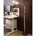 Lampadaire led - lampe sur pied carina avec variateur mtal gris fonc