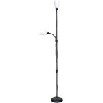 Lampadaire mader - 2 x e27 - acier noir - t�te orientable - 176 cm