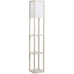 Lampadaire mdf et acrylique avec 3 �tag�res, e27 jusqu'� 40w, �rable et blanc