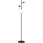 Lampadaire en m�tal avec 3 abat - jour, sph�re blanche, verre d�poli, 40w, �27 x 169 cm, noir