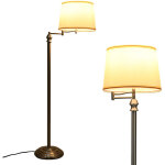 Lampadaire moderne � bras pivotant 35, 5 x 152 cm �clairage doux ambiance cosy en fer nickel� beige