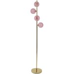 Lampadaire moderne glamour abat - jour rond en verre base en m�tal dor� et rose anadyr
