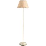 Lampadaire rustique boh�me abat - jour en rotin fait main base en m�tal naturel salm