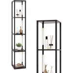 Lampadaire salon 163cm avec 4 �tag�res ampoules led � 3 intensit�s variable, marron