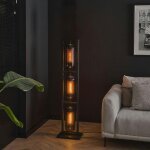 Pier import - lampadaire salon 3 lampes verre fum� et m�tal cuivr� nova