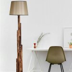 Lampadaire salon en bois sculpté abat - jour beige anzio Lampadaire salon en bois sculpté abat - jour beige anzio
