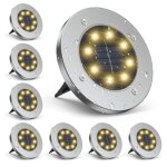 Lampadaire solaire extrieur avec 8 lampes solaires led extrieures, 3000k blanc chaud tanche