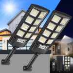 Lampadaire solaire extrieur led 6000k avec panneau solaire et dtecteur de mouvement, ip66 tanche lampe ...
