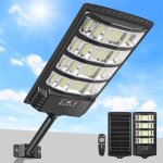 Lampadaire solaire d'ext�rieur , projecteur led solaire 6 500 k avec d�tecteur de mouvement et t�l�commande ...