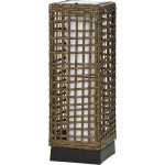 Lampadaire solaire ext�rieur en r�sine tress�e avec capteur de lumi�re sans fil et chargeur int�gr�, ...