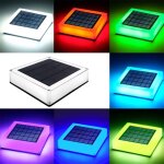 Lampadaires solaires rvb, lampadaire carr avec panneau solaire, colonne lumineuse led abs avec blanc ...