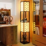 Lampadaire sur pied avec 2 �tag�res&2 abat - jours lampe de lecture avec motif � carreaux&douille e27 ...