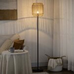 Lampadaire sur pied salon abat - jour en corde de papier design naturel base e27 max. 40w - � 26 x 164h ...