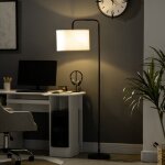 Lampadaire sur pied salon en mtal noir moderne avec abat - jour cble de 180 cm 64 x 38 x 163, 5 cm ...