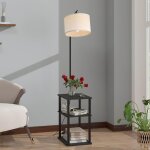 Lampadaire avec table de rangement 40x30x150cm, lampe sur pied avec �tag�re de rangement et abat - jour ...