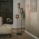 Pier import - lampadaire vintage en verre brun ? 3 lampes, tiges bronze nova