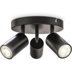Lampe  3 flammes ronde i pivotante i rotative i gu10 i noir - mat i sans ampoule