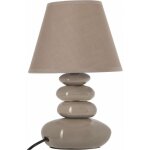 Lampe 4 galets abat jour marron clair - lampe � poser - d 20, 5 x h 31 cm - taupe - livraison gratuite ...