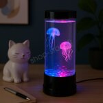 Lampe aquarium m�duse led ? 2 m�duses color�es, changement automatique, double alimentation,