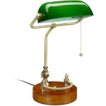 Lampe de banquier , interrupteur � tirette, abat jour inclinable, design retro, douille e27, de bureau, ...