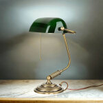 Licht - erlebnisse - lampe de banquier laiton massif verre 37, 5 cm suspension � tirage e27 lampe de ...