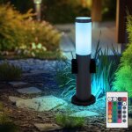 Lampe de base led d'ext�rieur en acier inoxydable avec 2 prises, lampadaire d'ext�rieur anthracite, dimmable ...