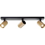 Lampe brillante spot barre led marty 3 ampoules sable noir / m�tal dor� mat / or bambou 3x gu10, 10 w, ...