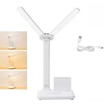 Lampe de bureau � double led avec chargeur usb dimmable et contr�le des couleurs lampe de bureau pour ...