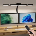 Lampe de bureau led, 24 w 70cm lampe bureau 3 t�tes � pince, t�l�commande dimmable, 5 temp�ratures de ...