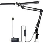 Lampe de bureau led, double t�te lampe bureau, 5 modes de couleur 5 niveaux de luminosit�, col de cygne ...