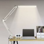 Lampe de bureau led, lampe de table architecte pliable avec pince, 10 niveaux de luminosit� x 3 modes ...