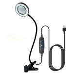 Lampe de bureau  pince flexible  lampe lecture clipsable 3 modes d?clairage &lampe de table avec loupe ...