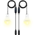 Lampe de camping led avec interrupteur, 2 ampoules rechargeables de 7 w, lampe de tente � intensit� variable, ...