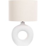 Lampe � poser en c�ramique blanche base anneau lumi�re ambiante abat - jour lin venta