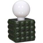 Lampe � poser c�ramique relief vert foret abat - jour globe (h17cm) sur piles