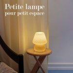 Lampe champignon, petite lampe de chevet - lampe de table en verre translucide