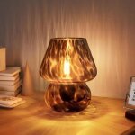 Lampe champignon rétro, petite lampe de chevet en verre translucide, magnifique décoration de murano, ... Lampe champignon rétro, petite lampe de chevet en verre translucide, magnifique décoration de murano, ...