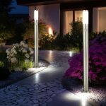Lampe de chemin led avec d�tecteur de mouvement, lampadaire ext�rieur, lampe de jardin en acier inoxydable, ...
