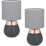 Lampe de chevet, lot de 2, abat - jour, douille e14, câble, h x d : 32 x 18 cm, pour la chambre, gris ... Lampe de chevet, lot de 2, abat - jour, douille e14, câble, h x d : 32 x 18 cm, pour la chambre, gris ...