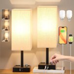 Lampe de chevet 2 pi�ces avec prise usb a + c et secteur, interrupteur rotatif, variateur d'intensit�, ...